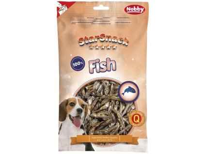Pochúťka pre psy zo sušených ančovičiek Nobby Starsnack Fish 113g so 6% tuku.