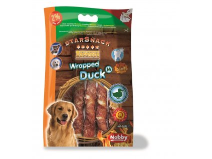 Pochúťka a odmena pre psov s kačacím mäsom BBQ Wrapped Duck M 140g