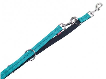 Prepínacie tréningové vodítko pre psa z nylonu s dĺžkou 2m šírkou 20mm Nobby Soft Grip M-L tyrkys