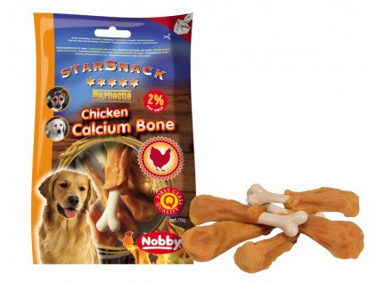 Kalciová kosť pre psy na čistenie zubov Nobby BBQ Chicken Calcium Bone 70g