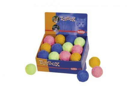 Vlnené loptičky v štyroch farbách pre mačky Nobby ToyBox bavlnená lopta v balení 24ks