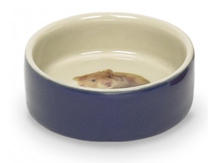 Malá keramická miska pre hlodavce s lesklou glazúrou a obrázkom škrečka na dne Nobby Hamster modrá