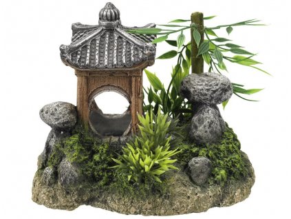 Kvalitná dekorácia do všetkých typov akvárií Nobby Asian Temple - ázijský chrám s rastlinami 15,5x10