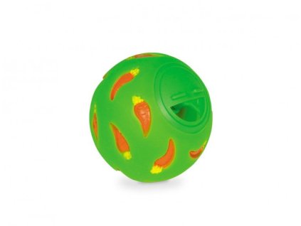 Lopta na snacky pre hlodavce v tvare loptičky na suché maškrty s nastavitelným otvorom Savic 7,5cm