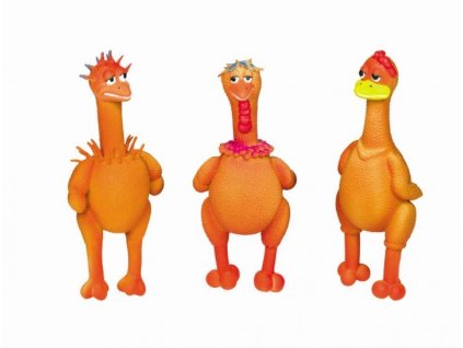 Vtipná latexová pískacia hračka vhodná pre psov aj šteniatka Nobby Cool Chicken v 3 variantách 12ks