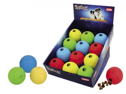 Zábavná gumová hračka pre psov s otvorom na naplnenie maškrtami Nobby 12ks s priemerom 8cm