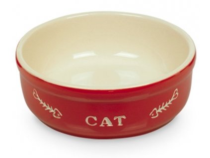 Kvalitná ťažká miska pre mačky na vodu a krmivo s priemerom 13,5cm a objemom 240ml Nobby Cat červená