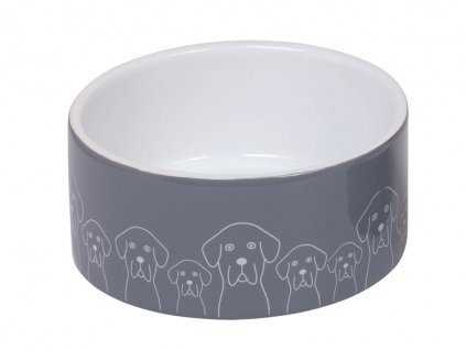 Keramická miska pre psov a mačky v šedo-bielej farby s motívom Nobby Dogs 1100ml