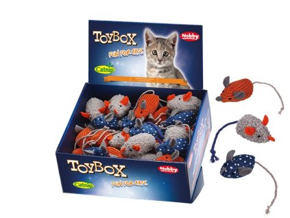 Plyšové myšky pre mačky s pridaným catnipom v troch druhoch Nobby Myš s catnipom 36ks o veľkosti 6cm