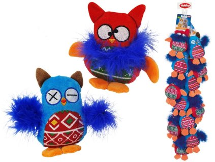 Plyšové šuštivé sovy pre mačky s pridaným catnipom v dvoch farbách Nobby 12ks o dĺžke 15cm