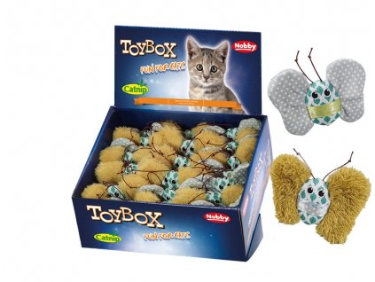 Plyšové hračky pre mačky v tvare motýľov so šuštívými krídlami Nobby Motýľ 7cm v balení 30ks