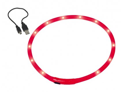 Silikónový svietiaci obojok pre psy s LED nabíjaním pre lepšiu viditeľnosť Nobby Visible L červená