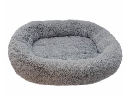 Nobby Classic Bian sivá 78 x 58 x 8 cm: oválna matrac s okrajom pre psov s plyšovým povrchom