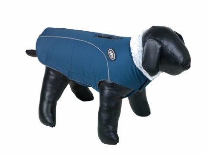 Nobby Alva 80 cm modrá: hrejivý kabát pre psy s bezpečnostnými prvkami