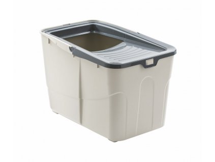 Nobby Buxo Open 58 x 39 x 38,5 cm sivá/biela: veľká toaleta pre mačky s vrchným otvorom