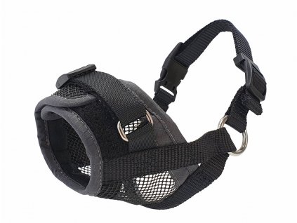 Nobby náhubok čierna L: nastaviteľný nylonový náhubok pre psy s popruhmi a suchým zipsom