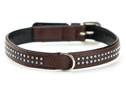 Koženkový obojok pre psy s dvoma radmi Swarowski kryštálov pre obvod krku 35-41cm Nobby Crystal M v