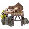 Kvalitná dekorácia do všetkých typov akvárií Nobby Wooden House - Drevený dom s rastlinami 23cm