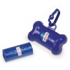 Plastový zásobník na sáčky na trus pre psy v tvare kosti Nobby Bone o dĺžke 8cm vo farbe modrá