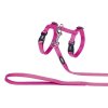 Nylonový postroj pre mačky s vodítkom v ružovej farbe