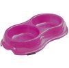 Kvalitná transparentná plastová dvojmiska pre psy a mačky na vodu a krmivo od Nobby 2x325m ružová