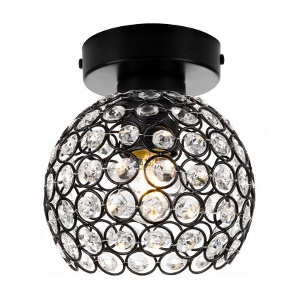 Stropní svítidlo Crystal, 1x černé křišťálové stínítko