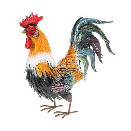 Zahradní kovová figurka Rooster 1, 40,5 cm, vícebarevná