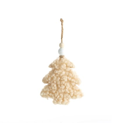 VÁNOČNÍ DEKORACE WOOL SADA 12KS 16X8 CM BÉŽOVÁ