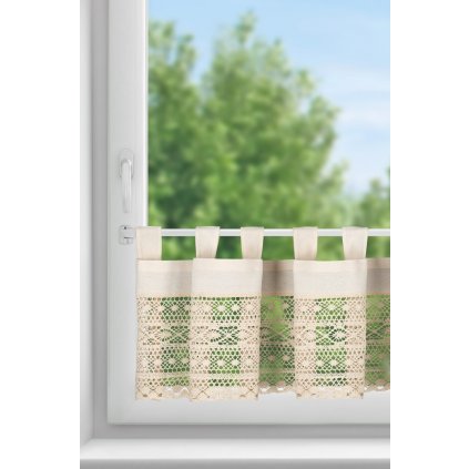 KRÁTKÁ ZÁCLONA NA POUTKÁCH MADDELINE 150X35 CM SVĚTLEBÉŽOVÁ
