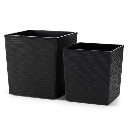 PLASTOVÝ KVĚTINÁČ FLORE RIFLO SADA 2KS 30X30 CM+25X25 CM ČERNÁ