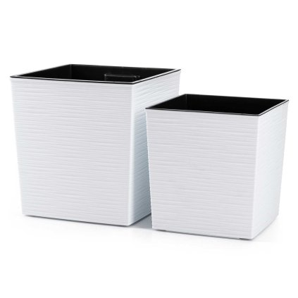 PLASTOVÝ KVĚTINÁČ FLORE RIFLO SADA 2KS 30X30 CM+25X25 CM BÍLÁ