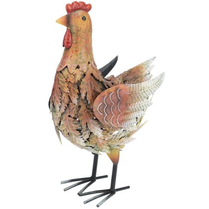 Zahradní kovová figurka Hen, 34 cm, hnědá