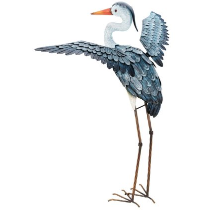 Zahradní kovová figurka Crane 2, 86 cm, vícebarevná