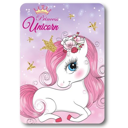 DĚTSKÁ FLEECOVÁ DEKA UNICORN 100X140 CM VZOROVANÁ