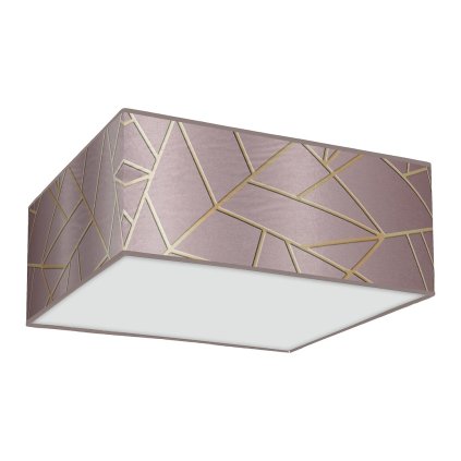 Stropní svítidlo Ziggy Square, 1x růžové/zlaté textilní stínítko, (bílé plexisklo), (50 cm)