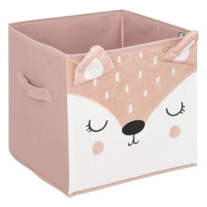 Úložný box Deer, 29x29x29 cm, bílá/růžová