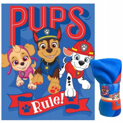 DETSKÁ FLEECOVÁ DEKA PAW PATROL 100X150 CM VZOROVANÁ