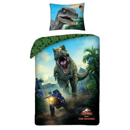 DETSKÉ BAVLNENÉ OBLIEČKY JURRASSIC WORLD 140X200 CM, 1KS 70X90 CM VZOROVANÉ