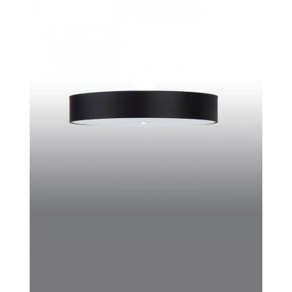 Stropné svietidlo Skala, 1x čierne textilné tienidlo, (biele sklo), (fi 80 cm)