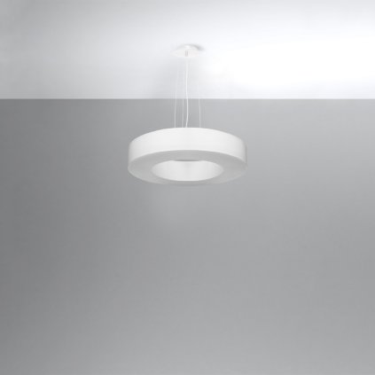 Závesné svietidlo Saturno Slim, 1x biele textilné tienidlo, (biely plast), (fi 50 cm)
