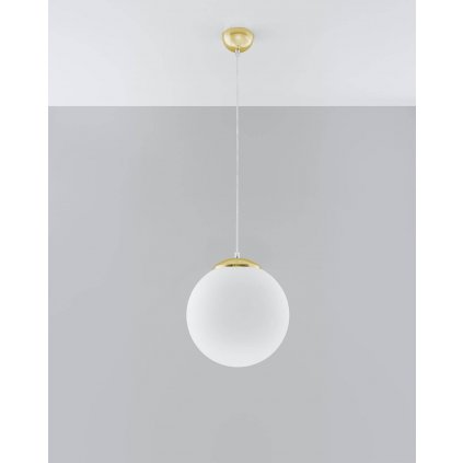 Závesné svietidlo Ugo, 1x biele sklenené tienidlo, (fi 30 cm), g