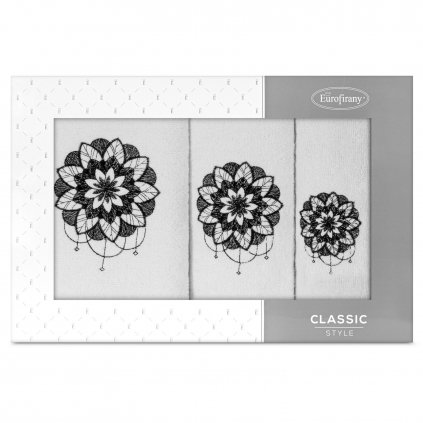 BAVLNENÝ UTERÁK LOTUS SADA 1KS 30X50 CM, 1KS 50X90 CM, 1KS 70X140 CM BIELA