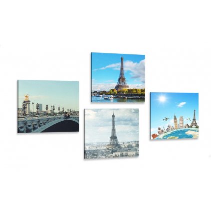 Set obrazov výhľad na Eiffelovu vežu v Paríži