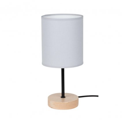 Stolová lampa MILA, 1xMax.25W, sivé textilné tienidlo, breza, B