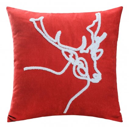 VIANOČNÁ DEKORAČNÁ OBLIEČKA NA VANKÚŠ REINDEER 45X45 CM ČERVENÁ