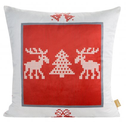 VIANOČNÁ DEKORAČNÁ OBLIEČKA NA VANKÚŠ REINDEER 1KS 60X60 CM VZOROVANÁ