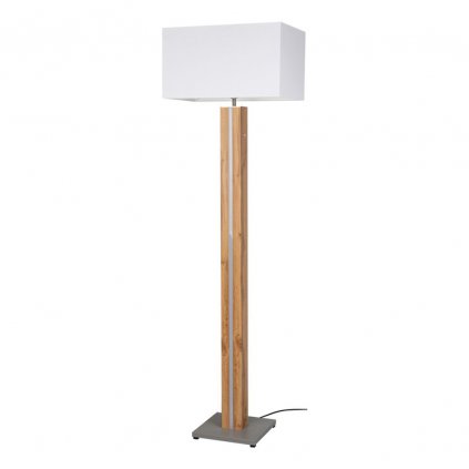 Stojacia LED lampa Flame, 1xmax.60w+1xled 16w, biele textilné tienidlo, dyhovaný dub, dotykový stmievač, g