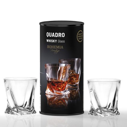 BOHEMIA PRESTIGE QUADRO POHÁR NA WHISKY V TUBE 340 ML SADA 2KS