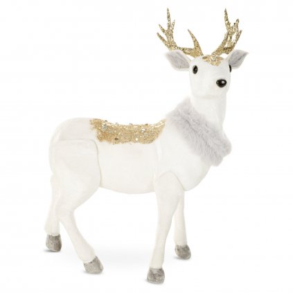 VIANOČNÁ DEKORAČNÁ FIGÚRKA DEER 36CM BIELA