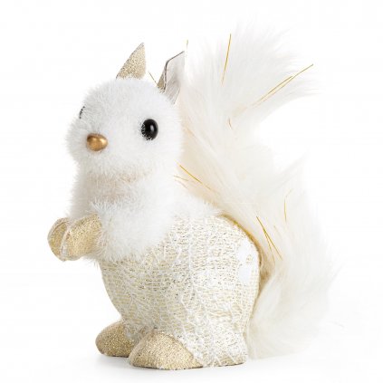 SADA 6KS VIANOČNÁ DEKORAČNÁ FIGÚRKA SQUIRREL 12 CM BIELA